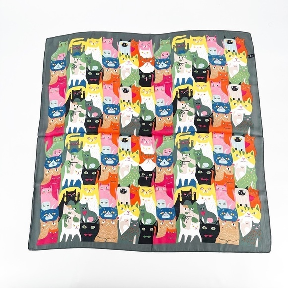 Colorful Cat Wrap Multicolor Square Scarf - Picture 2 of 5